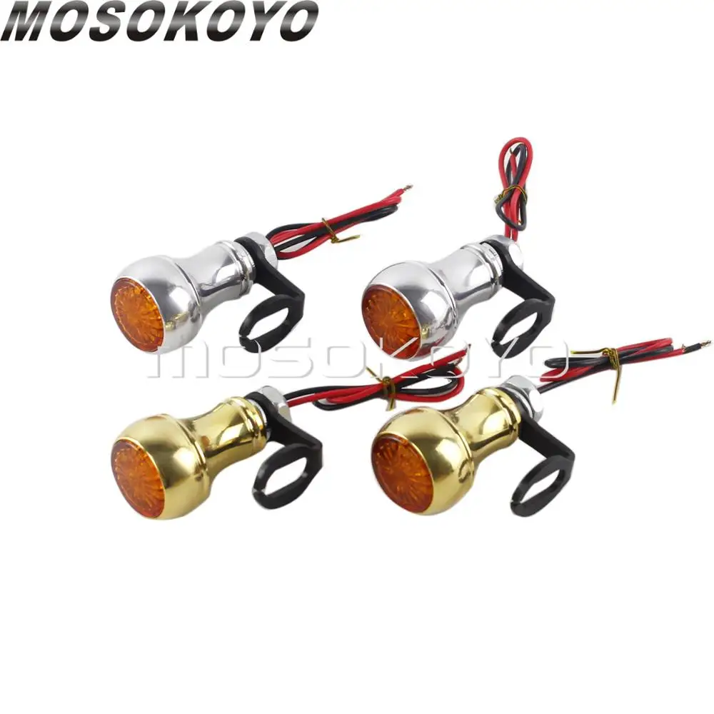 2x Front Turn Signal Light Amber LED Indicator Relocation Holder Solid Brass Mini Blinker for Cafe Racer Scrambler |