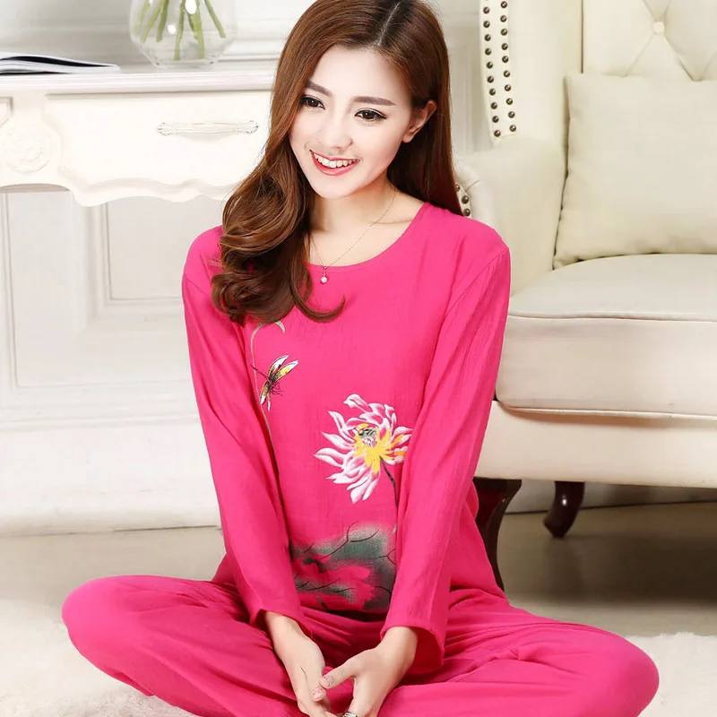 X026 MaiJee пижама из двух предметов женская Femme Combinaison Pyjama Pigiama хлопка и шелка | Женская