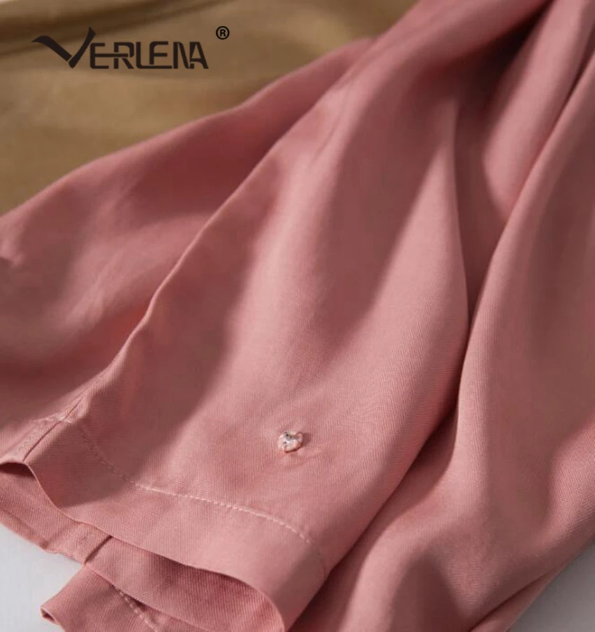 Verlena Tencel льняные свободные розовые шаровары уличная кнопка корейский модный