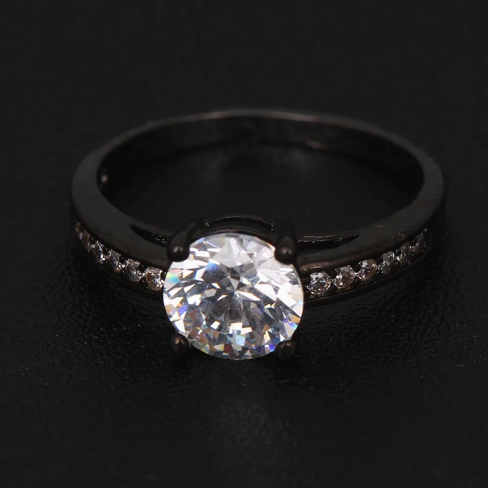 2018 кумерное инкрустированное круглое кольцо из циркона черное Трендовое