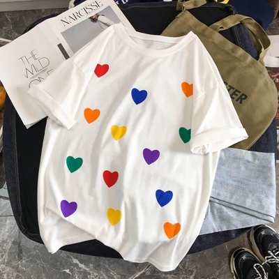 white Женские летние футболки, хлопок, Harajuku Kawaii, вышивка, короткий рукав, Ulzzang, уличная одежда, camisetas verano mujer, Kpop Стиль, топы - Цвет: white