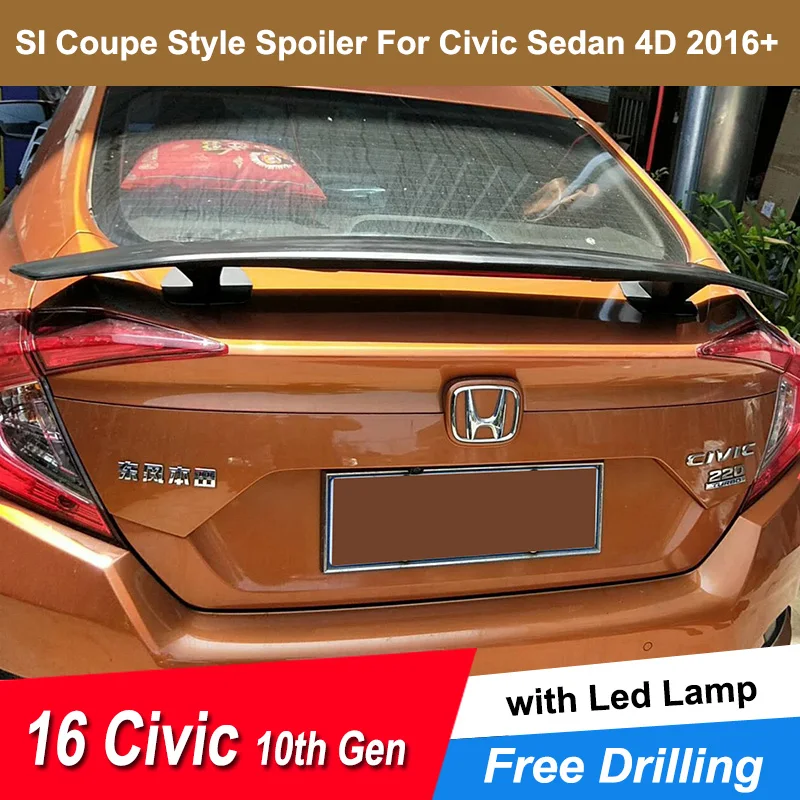 JNCFORURC Задняя Крышка багажника автомобиля Спойлеры крылья для Honda Civic 2016 17 18 Седан 4