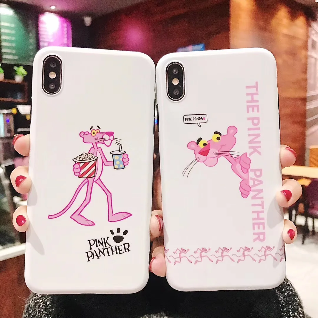 Cute cartoon expression package Pink Panther Victoria Case For iPhone 6 6s 7 8 Plus X XS MAX XR Luxury white secret imd Cover |