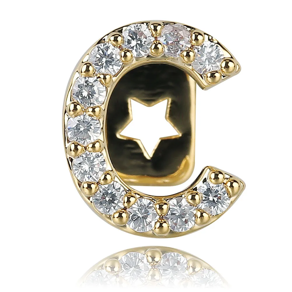 JINAO, новинка, хип-хоп, 26 букв, золото, серебро, зубы, Grillz, все, Iced Out, Micro Pave CZ зубья, грили с силиконом для рождественского подарка - Окраска металла: C