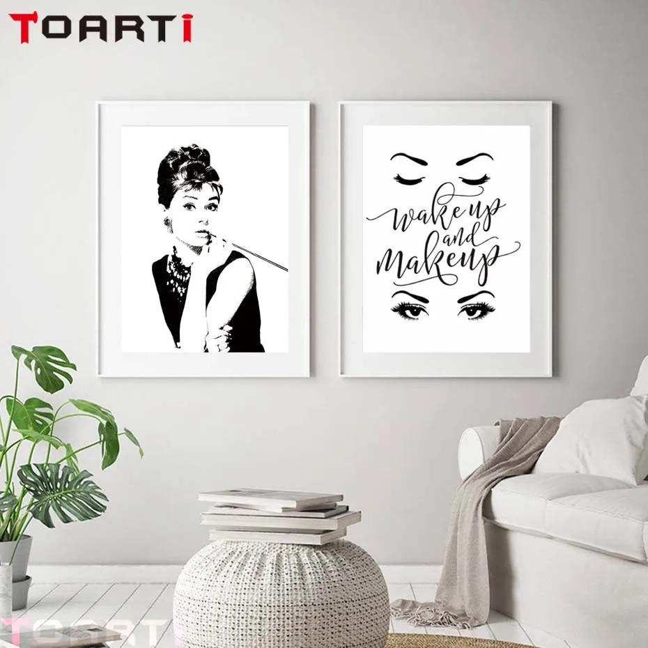 Классический Одри Хепберн портретная Make Up современный плакат и печать холст для живописи Wall Art Модульная картина на стену для Спальня домашний декор