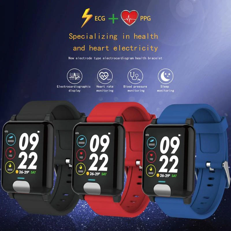 E04 Smart Watch Band Fitness Tracker ECG/PPG Blood Pressure Heart Rate Monitor Waterproof Watches for IOS Android Phone | Электроника