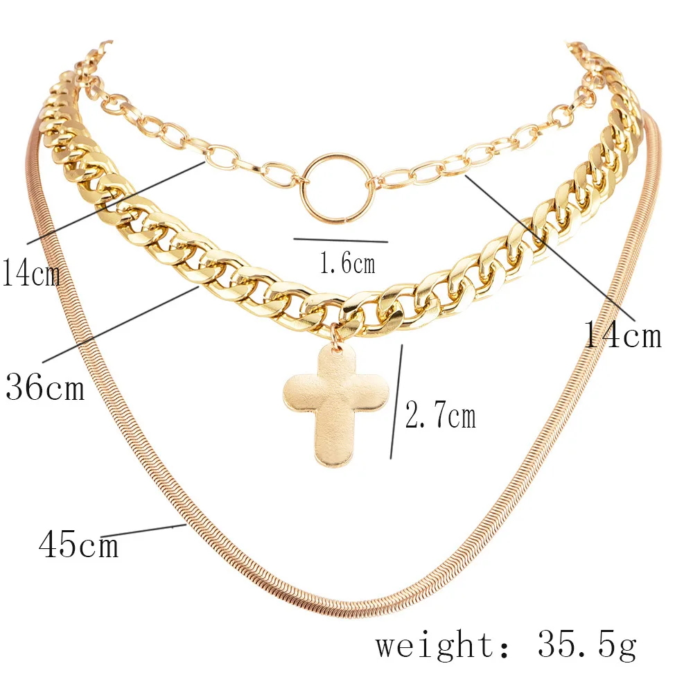 Женское Ожерелье в стиле панк Круглый Кулон виде креста многослойный набор