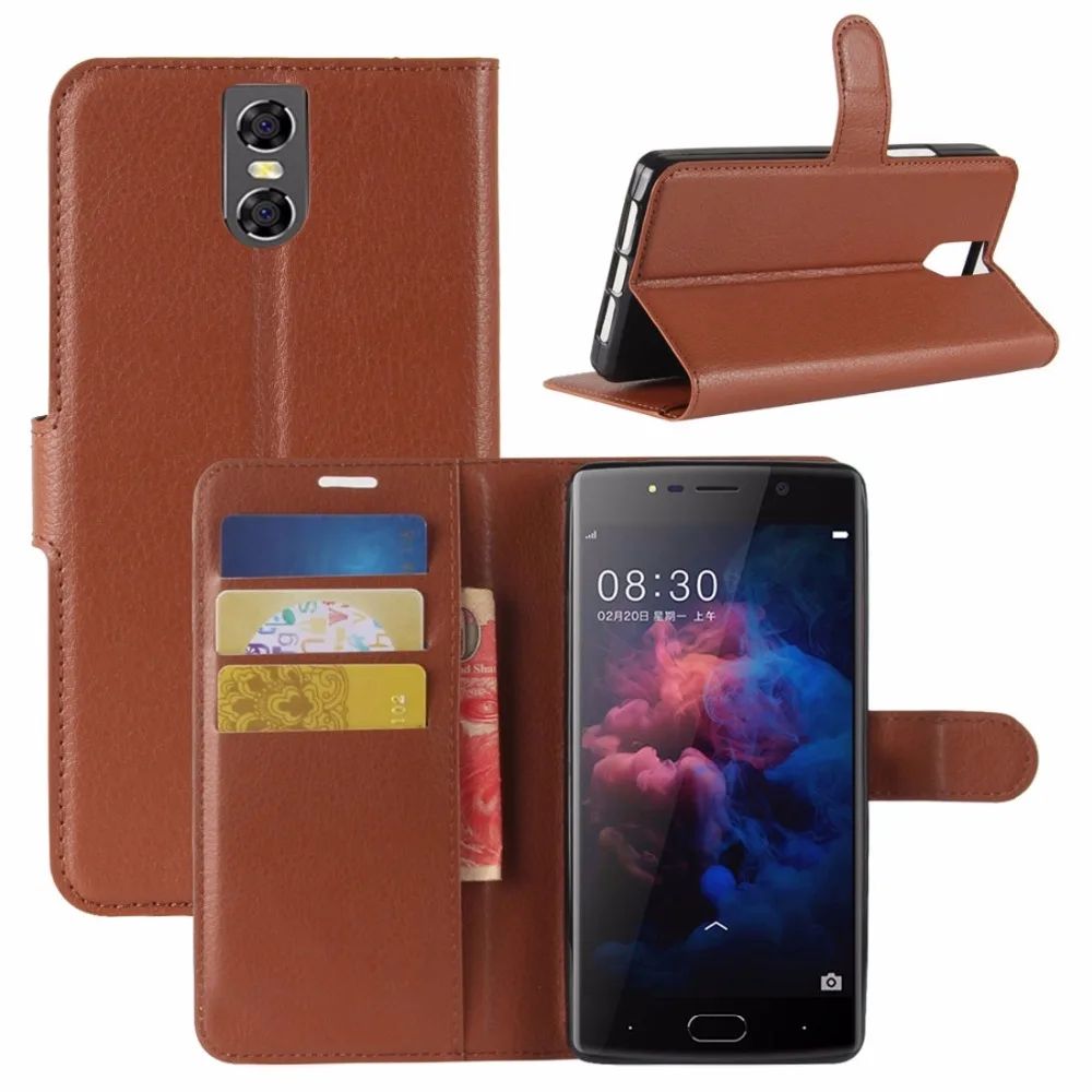 Кожаный чехол Для DOOGEE BL7000 с текстурой личи PU+ TPU горизонтальный Флип кожаный чехол для смартфона с держателем/отделениями для карт/бумажником