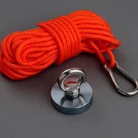 Magnet and Rope 200 кг сильный Мощный Неодимовый N52 магнит 60 мм спасательные магниты рыболовный магнит магнитный материал база горшок с 15 м веревкой - Цвет: Magnet and Rope