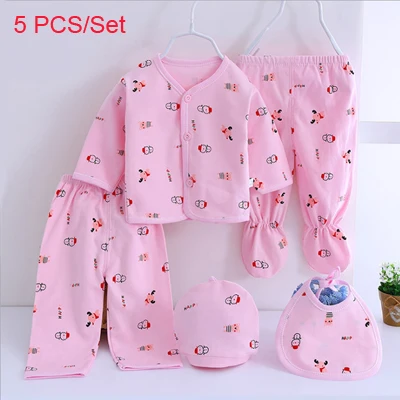 Pink01 5 PCS Комплекты одежды для новорожденных Одежда для маленьких девочек и мальчиков Симпатичные мягкие детские подарок для младенцев хлопковое нижнее белье с изображением героев мультфильмов(5 шт./компл.)(7 шт./компл - Цвет: Pink01 5 PCS
