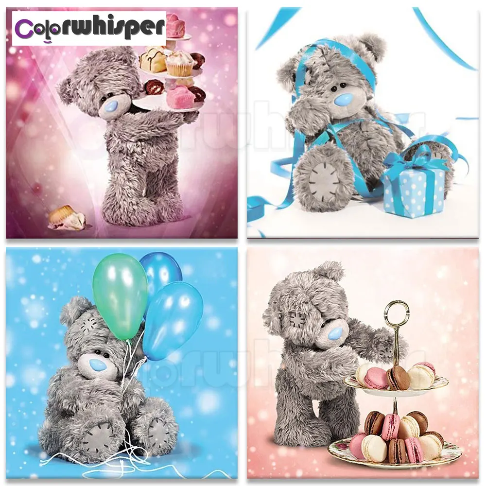 Алмазная картина Полная площадь/круглый мультфильм Животные медведь Детский плюшевый медвежонок девочка мальчик Алмазная вышивка крестиком 726DP