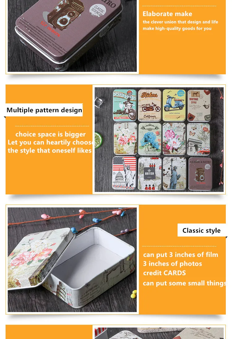 Fujifilm мульти-стиль мини Концевая заделочная муфта fujifilm 3-дюймовая пленка фотобокс жестяная коробка