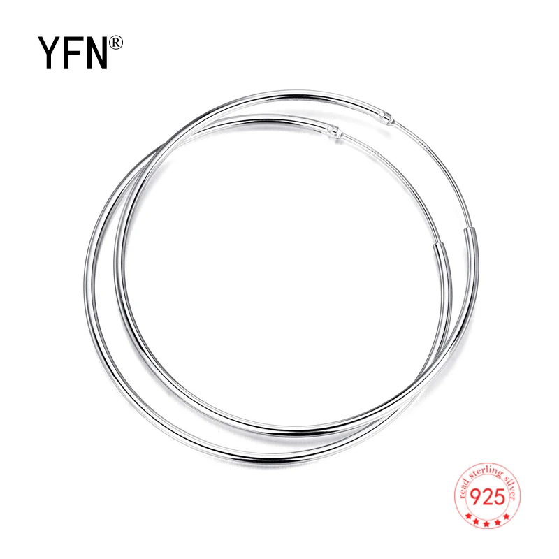 YFN, 925 пробы, серебряные серьги-кольца, повседневный стиль, круглые, бесконечные серьги-кольца, ювелирные изделия для женщин, серьги, модный подарок для ювелирных изделий