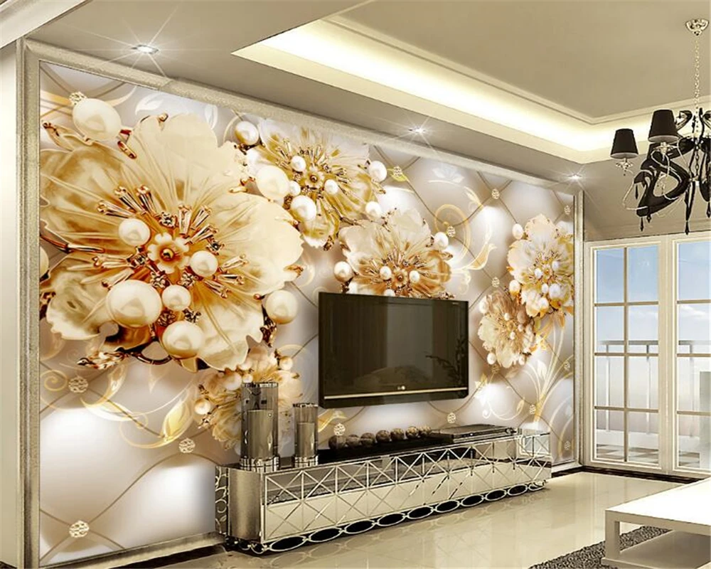 beibehang Personalized fashion high silk classic wallpaper gold flower diamond soft bag jewelry background 3d tapety | Обустройство