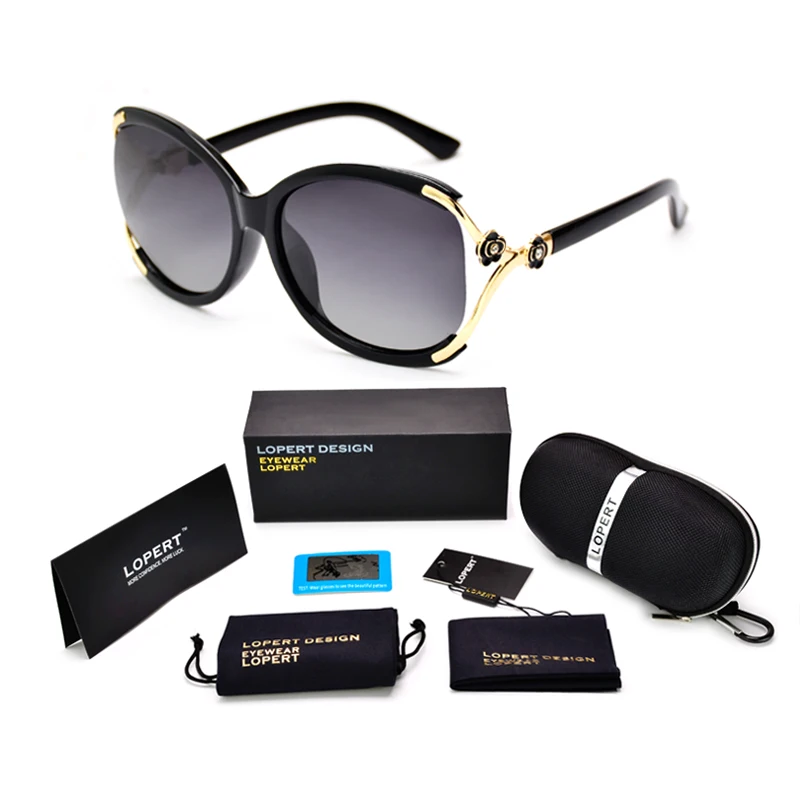 Lopert Cat Eye поляризованных солнцезащитных очков Модные женские очки Glasse Брендовая дизайнерская обувь Высокое качество вождения солнце Glasse Óculos De Sol - Цвет линз: SET 2 Black