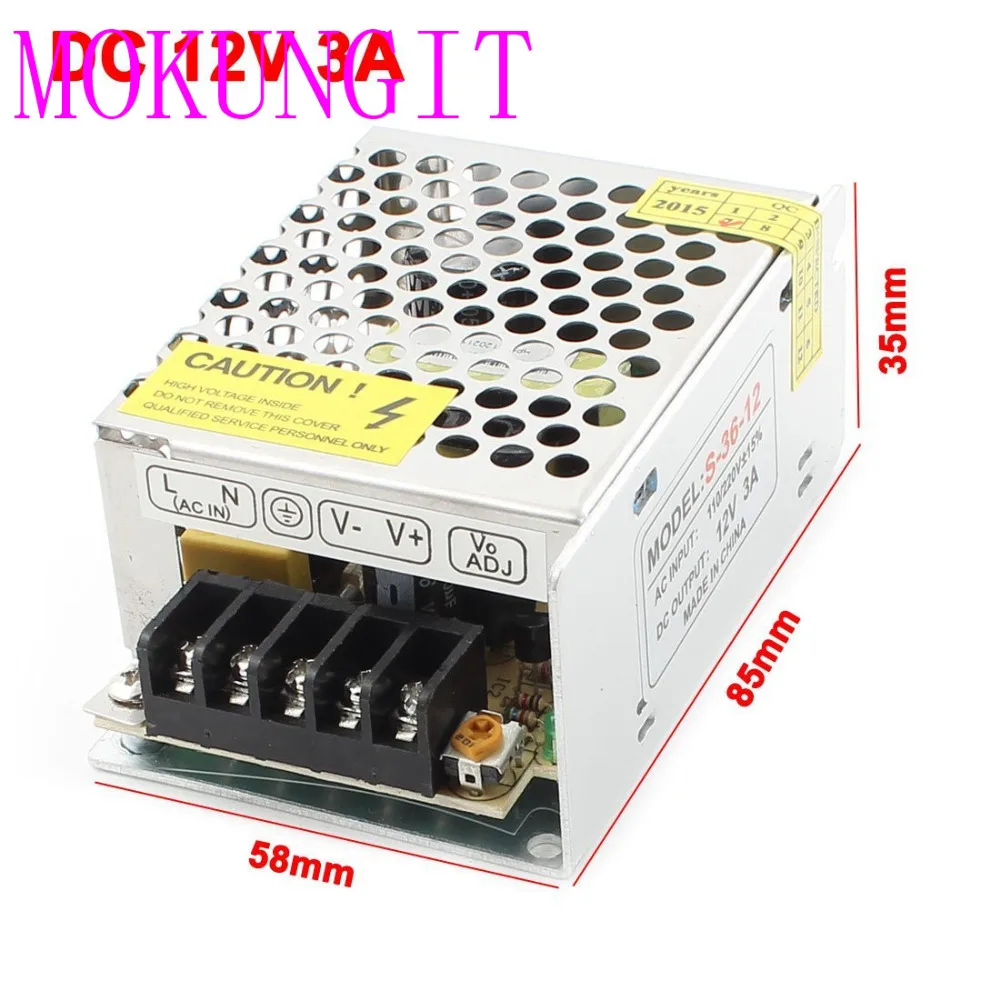 10 шт. Быстрая доставка адаптер ac110/220 V к LED DC12V 3A 36W железная крышка блок питания