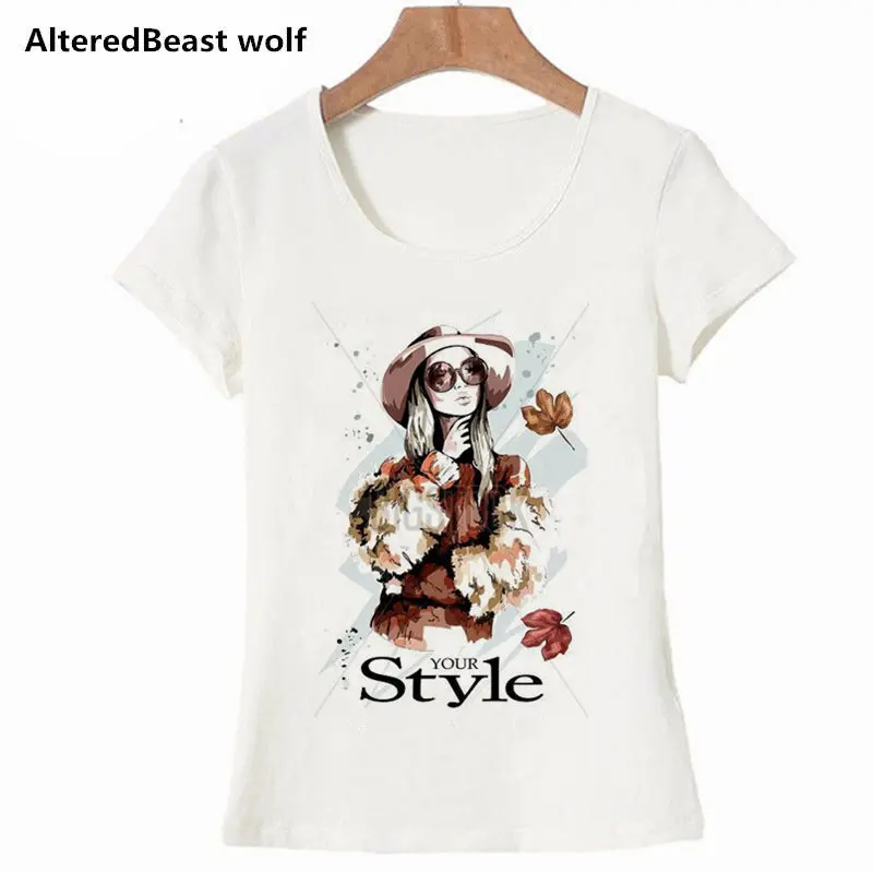 Cute drinking juice girl VOGUE white T Shirt Women Summer Short Sleeve shirt style modern lady Clothes SHIRT 2019 | Женская одежда