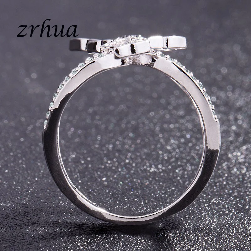 ZRHUA AAA циркониевые обручальные кольца для женщин элегантные серебряные с