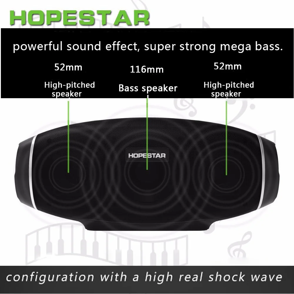 Hopestar регби Bluetooth динамик водонепроницаемый бас Колонка беспроводной портативный