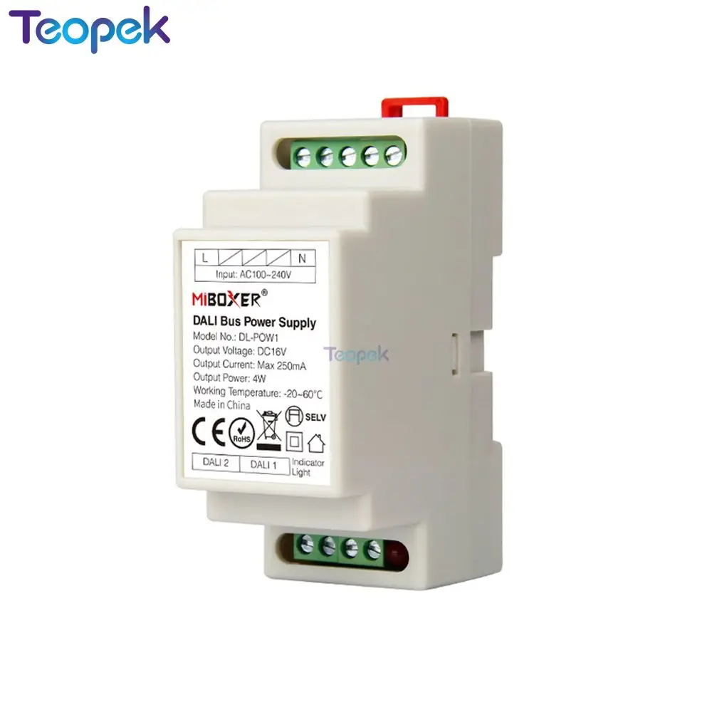 Miboxer DALI Bus источник питания din рейка DL POW1 DC16V 4 Вт Max250mA AC 110 В 220 RGB CCT светодиодный