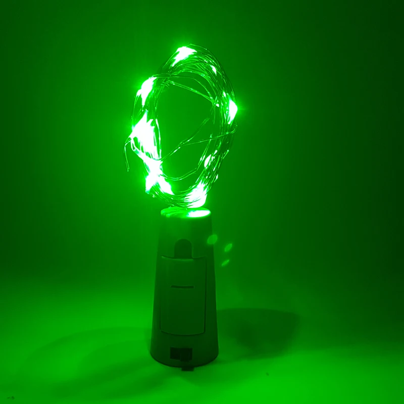 2 м 20 LED Медный провод строка бутылку из пробки огни Стекло Craft бутылка Фея Валентина Рождество Свадебная вечеринка бар украшения - Цвет: green