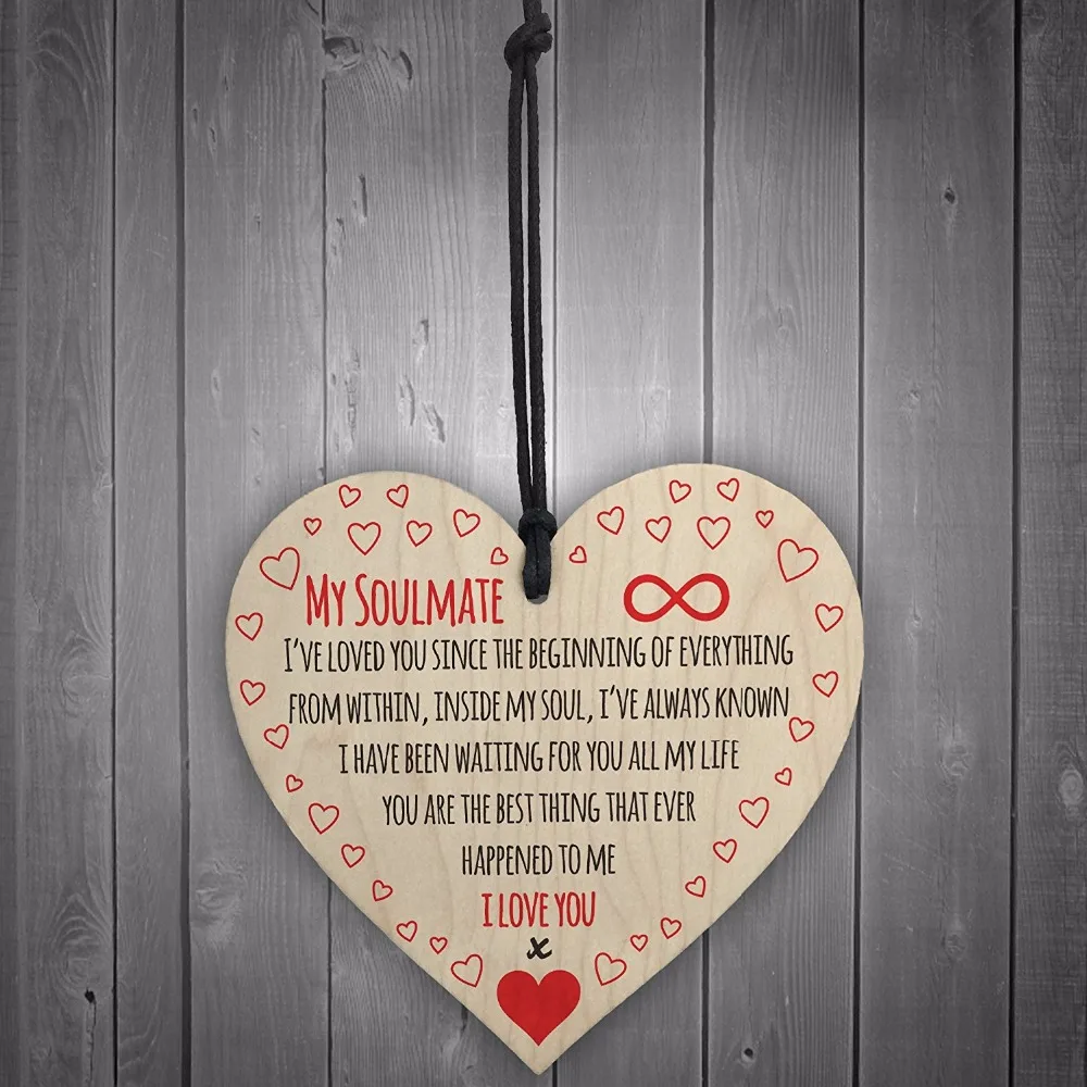 My Soulmate I Love You деревянная висячая доска с сердцем милый знак День Святого