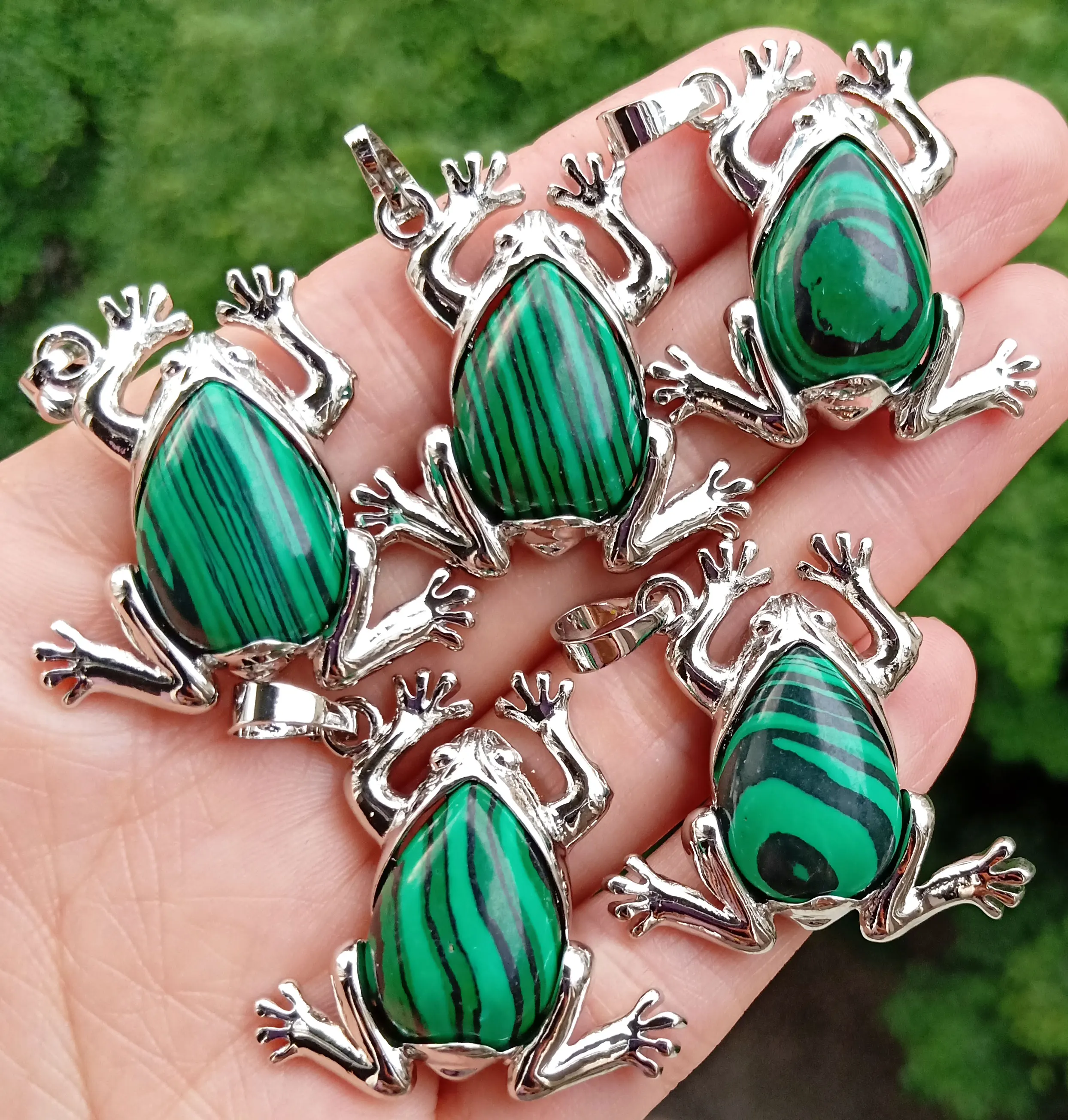 5 шт. кулон лягушка малахитовые Каменные Бусы энергии Рейки амулет для чакр |