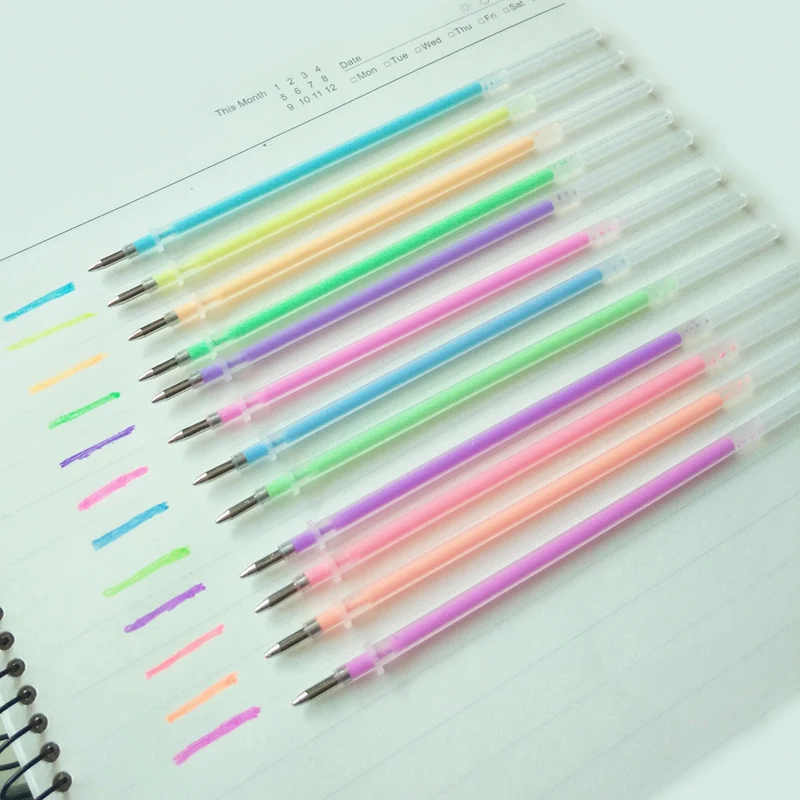 48 шт./компл. flash гелевая ручка highlighter пополнения изделие блестящими заправки