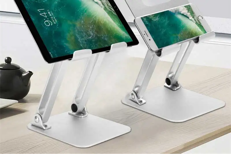 Desktop Алюминий сплав держатель таблетки Регулируемая Складная Мобильный телефон Планшеты повысить Подставка для iPad Air Mini Pro 11 12,9 дюйма