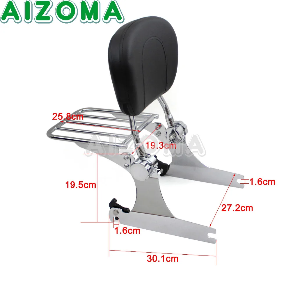 Black Adjustable Backrest Sissy Bar Motorcycle Rear Luggage Rack For Harley Dyna Street Bob FXD Low Rider Super Glide 2002-18 19 |