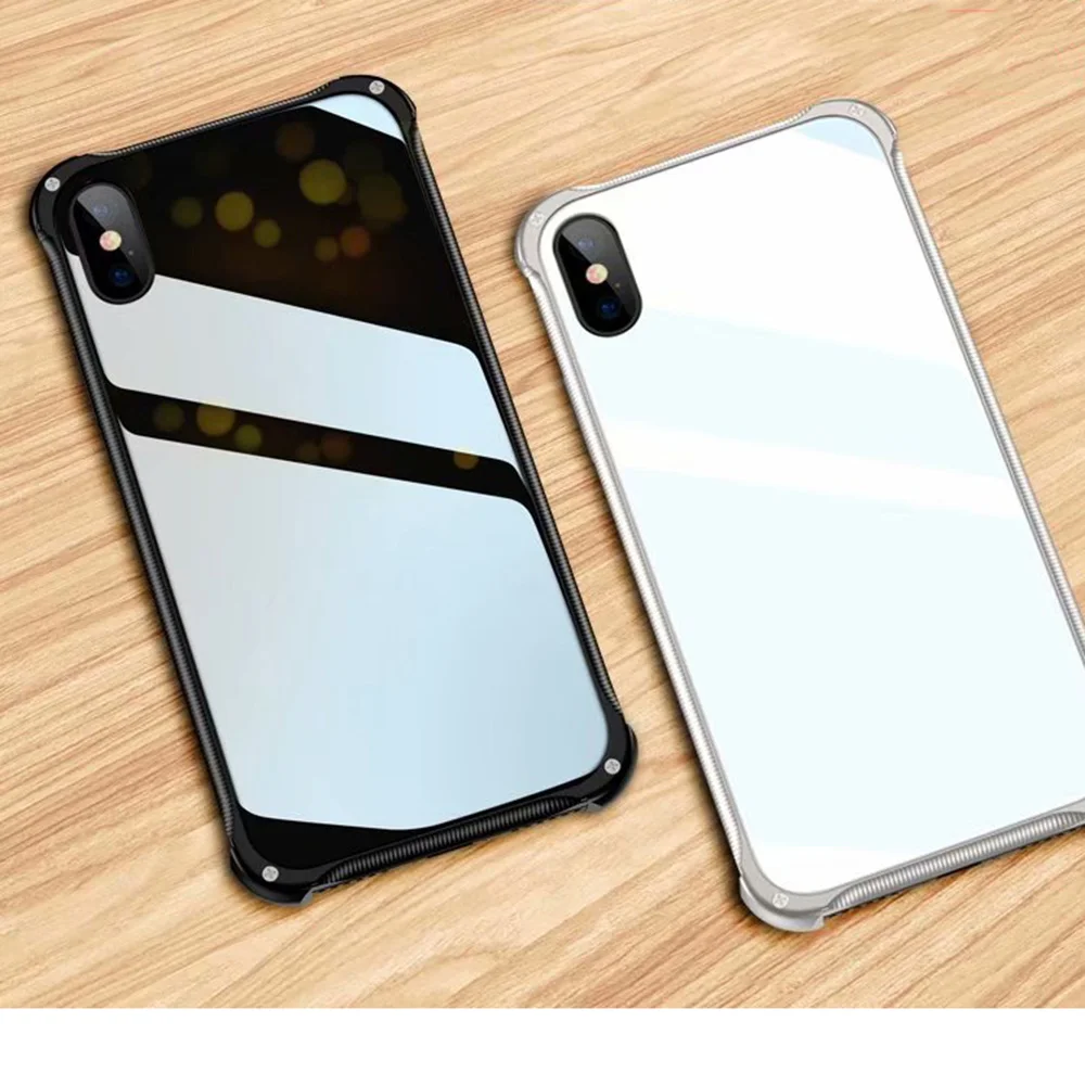 Противоударный металлический чехол для iphone X XS XR max из закаленного стекла и дерева