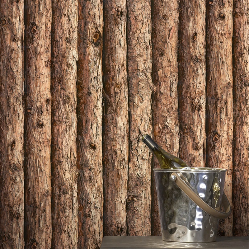 beibehang PVC wallpaper modern Chinese imitation wood tree wall skirt bar tea personality 3D background | Обустройство дома