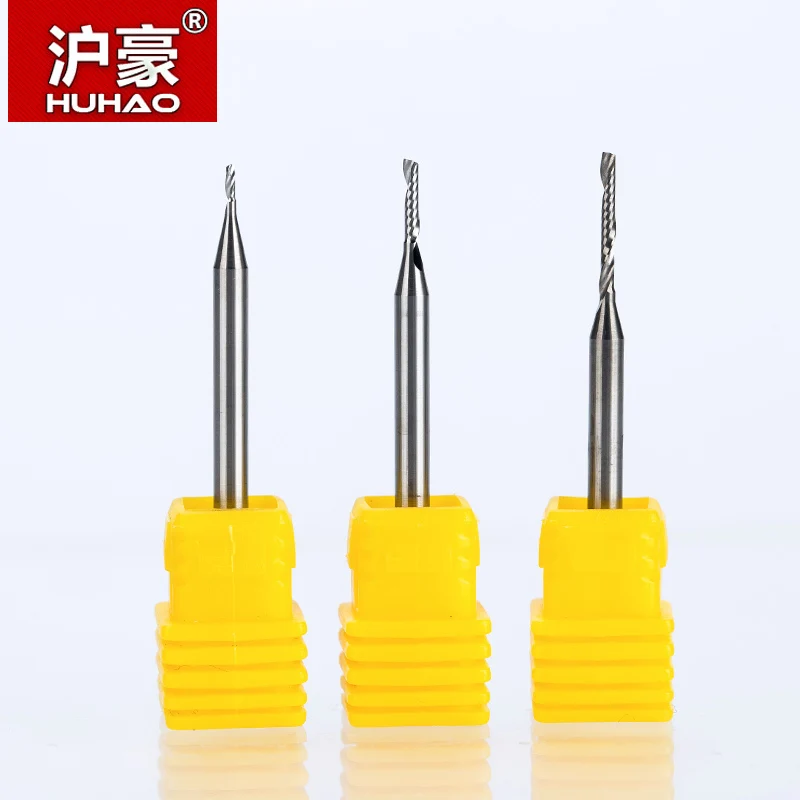 HUHAO 1PC 3.175mm Single Flute Spiral router bits CNC end mill For MDF Tungsten Carbide Milling Cutter tugster steel cnc tools |