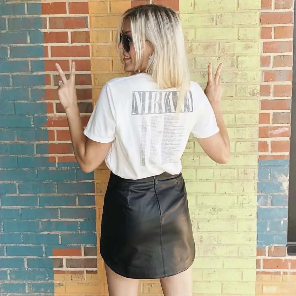 TXJRH Bohemian NIRVANA футболка с коротким рукавом и надписью «Крылья Ангела» Стильный пуловер с круглым вырезом хлопковая белая футболка Топы