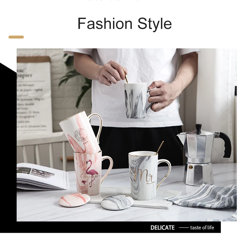 Посуда для напитков креативная керамическая кофейная кружка Ms/Mrs Мраморная чашка