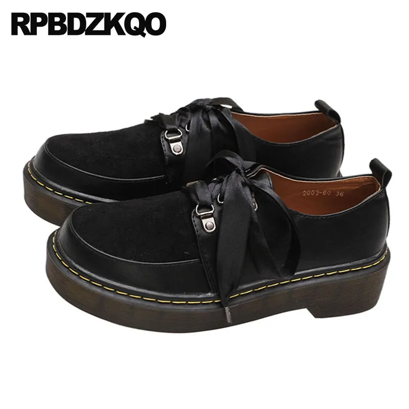 коричневый женщин Круглый носок Мори девочка Японская школа Толстая подошва