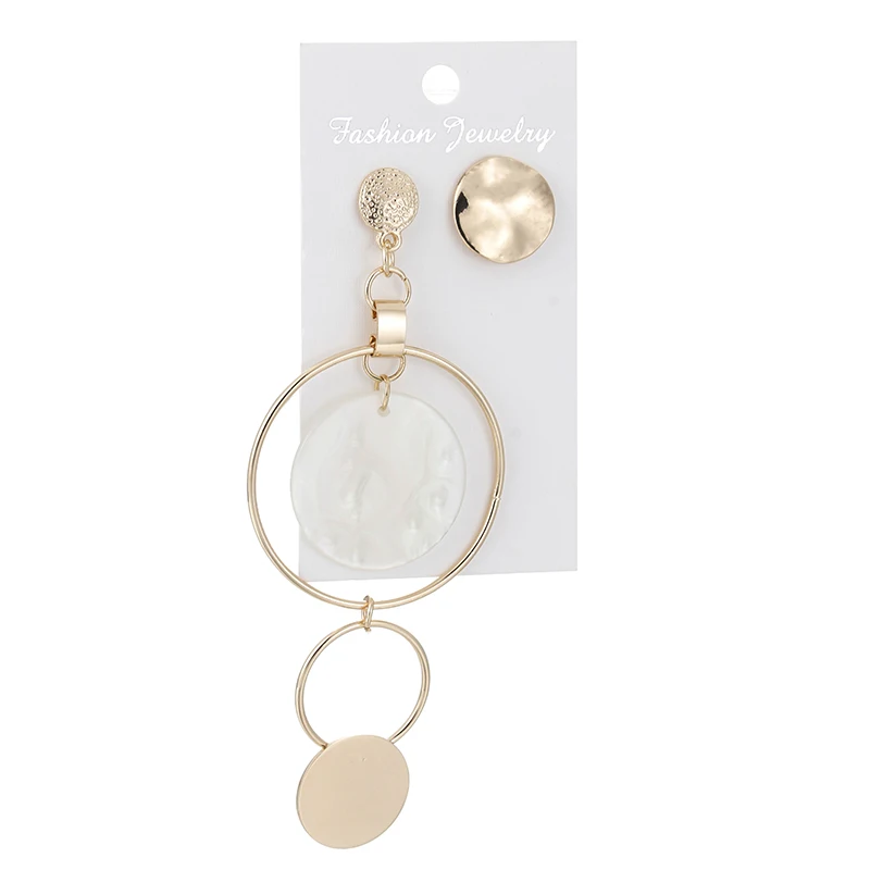 Женские Длинные круглые серьги E0367 модные геометрические серебристого цвета