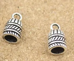 antique silver 20 шт./партия размер отверстия 5,5 мм фитинг круглый кожаный металлический конец застежки ювелирных изделий F863 - Окраска металла: antique silver
