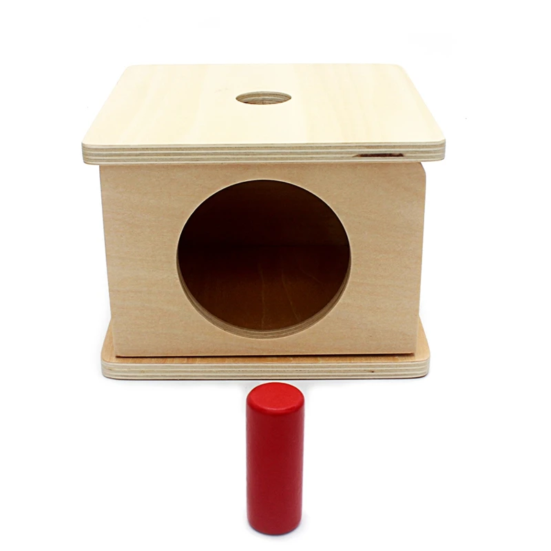 Montessori Imbucare Box детская игрушка деревянная маленькая красная цилиндрическая