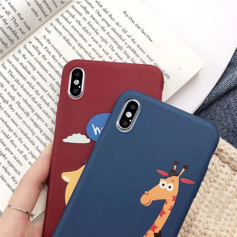 JIBAN милый чехол для телефона с жирафом Apple Iphone X XS MAX XR пара матовый мягкий