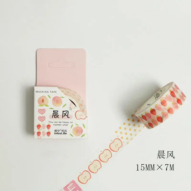 Kawaii фрукты, цветы Васи Лента Скрапбукинг Декоративные Маскирующие ленты бумага японский стикер для канцелярских товаров клейкая лента 15 мм 7 м - Цвет: B