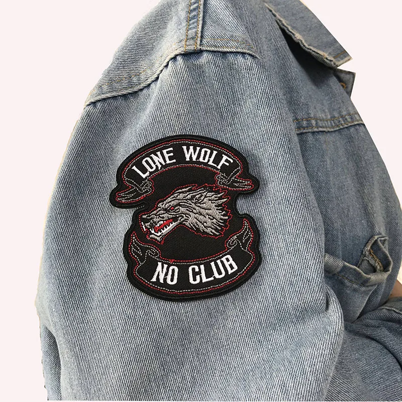 Байкерская нашивка LONE WOLF Байкерский значок без клубов с вышитым скелетом в стиле