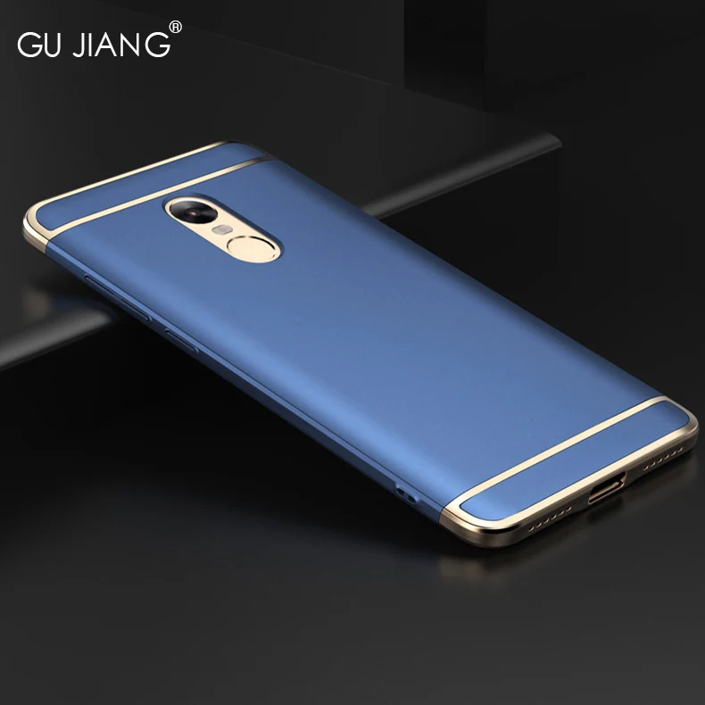 GU JIANG Brand Luxury Full Cover Slight Matte Protector Case for Xiaomi Mi Redmi Note 4X (3G RAM 32G ROM) Plating Shell |