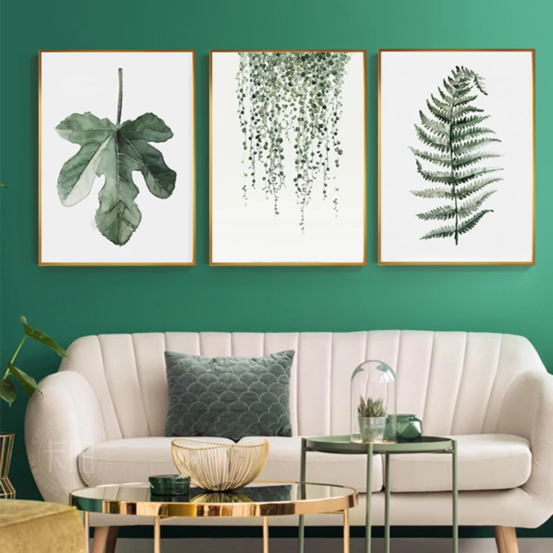 Nordic Стиль зеленый лист украшение кактус Завод холст картины Wall Art Для Гостиная