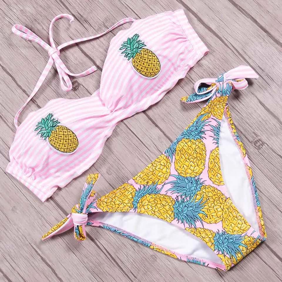 SUNRAINBOW Новинка 2019 года пикантные трусики бикини для женщин купальник Push Up вышивка