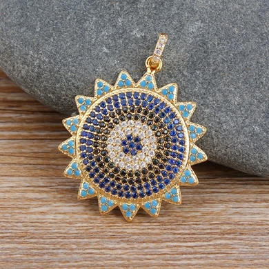 Pendant-Gold Индивидуальный дизайн CZ бусины медные цепи кулон Подсолнечник DIY ювелирные изделия для мужчин и женщин семейные вечерние и спортивные свадебные ожерелья - Окраска металла: Pendant-Gold