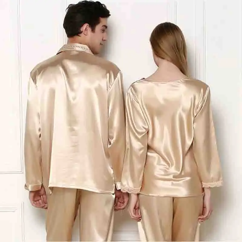 Новое поступление летняя женская и мужская Высококачественная Шелковая пижама