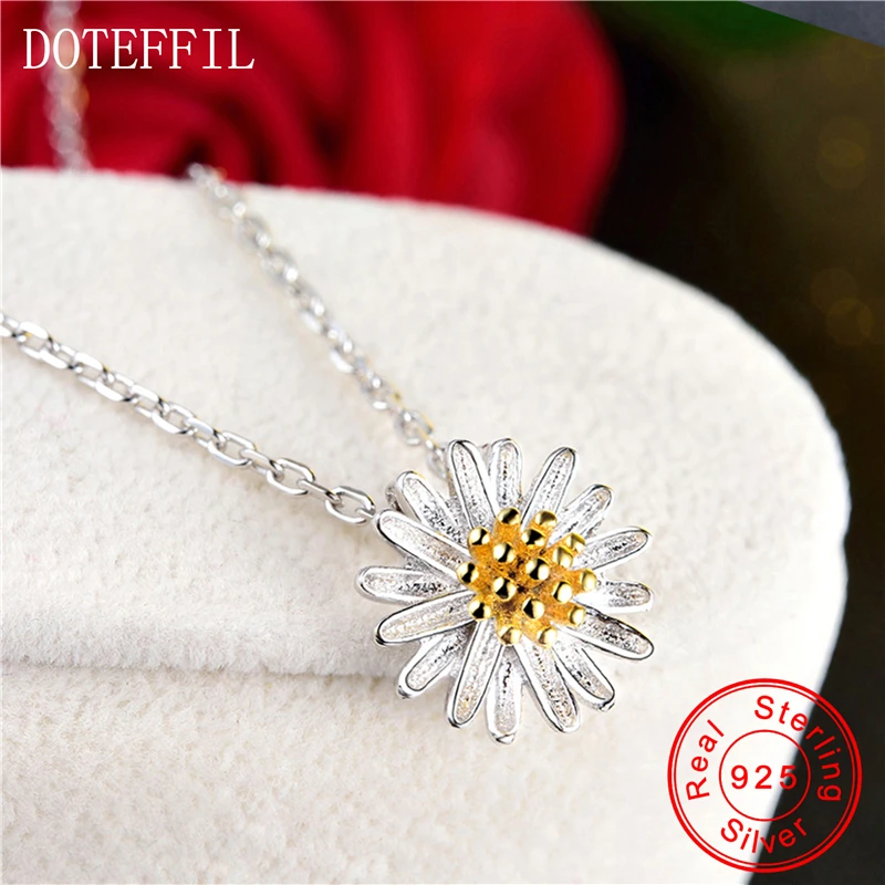 Женское ожерелье из серебра 925 пробы с подвеской в виде маргариток|pendants for women|silver