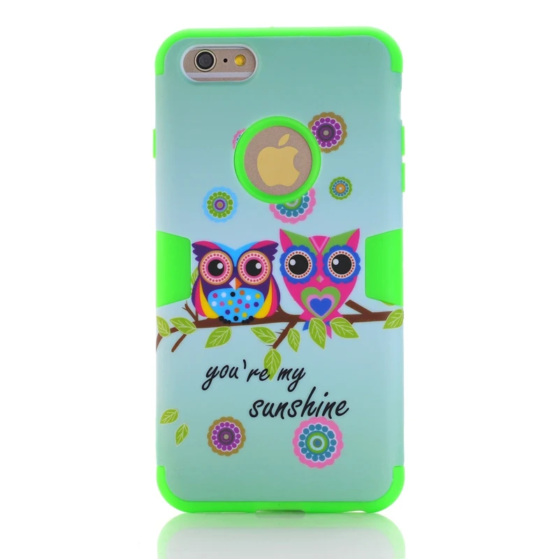 Для apple iphone 6 plus/6 s plus Симпатичные Совы Солнечный Телефон Case Cover Гибридный Жесткий