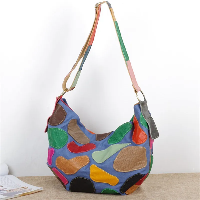 Caerlf Новая мода и красочные воловьей кожи удара сцену с джинсовой подбора цвета